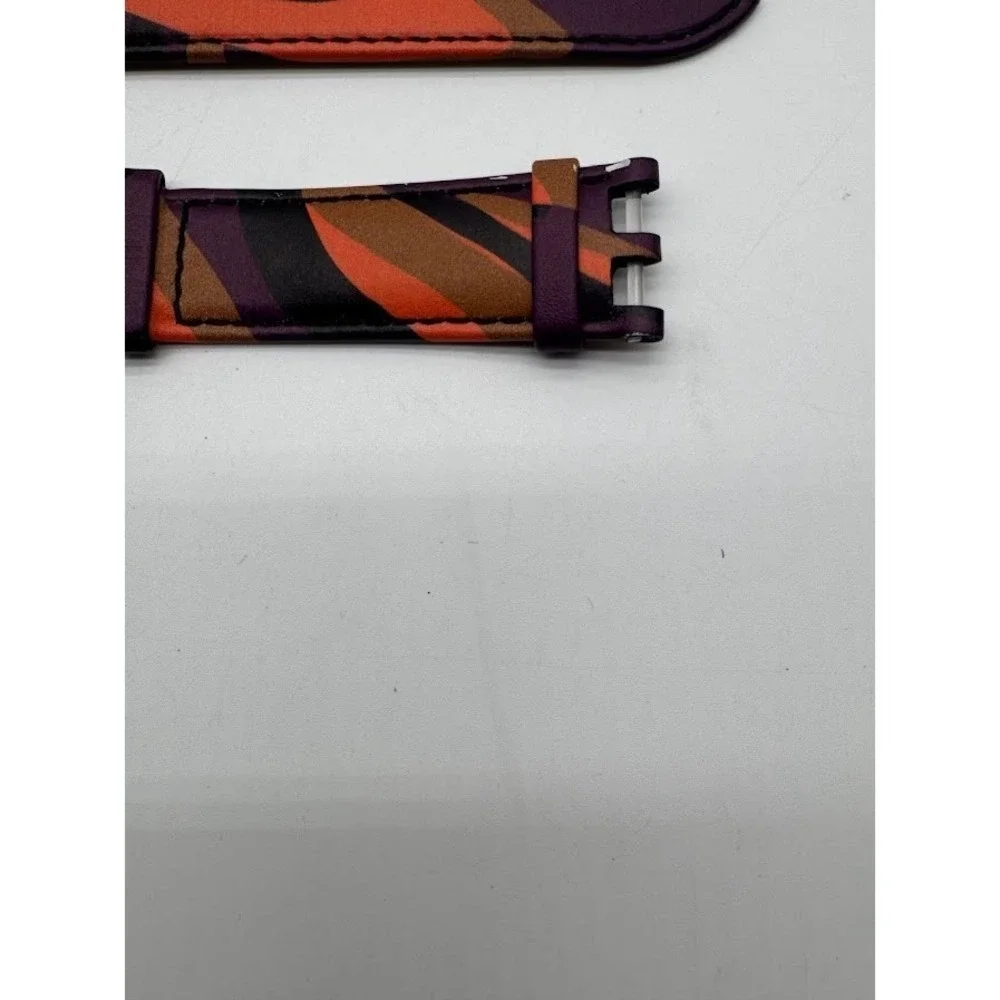 Versace 24mm Genuine‎ Leather Watch Strap Purple Orange Gold Buckle Replacement